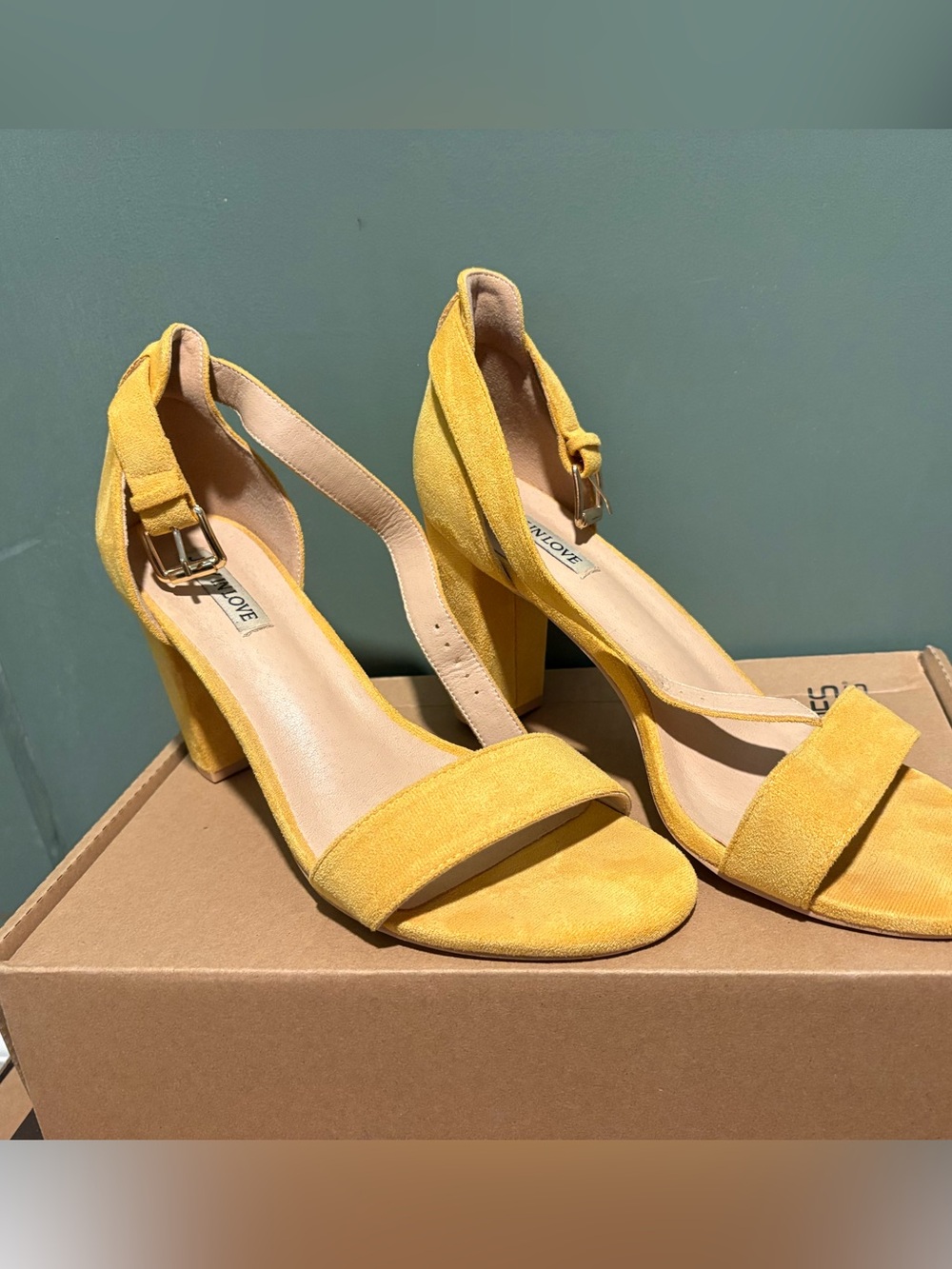 Sunshine Yellow Block Heel Sandals with Ankle Strap